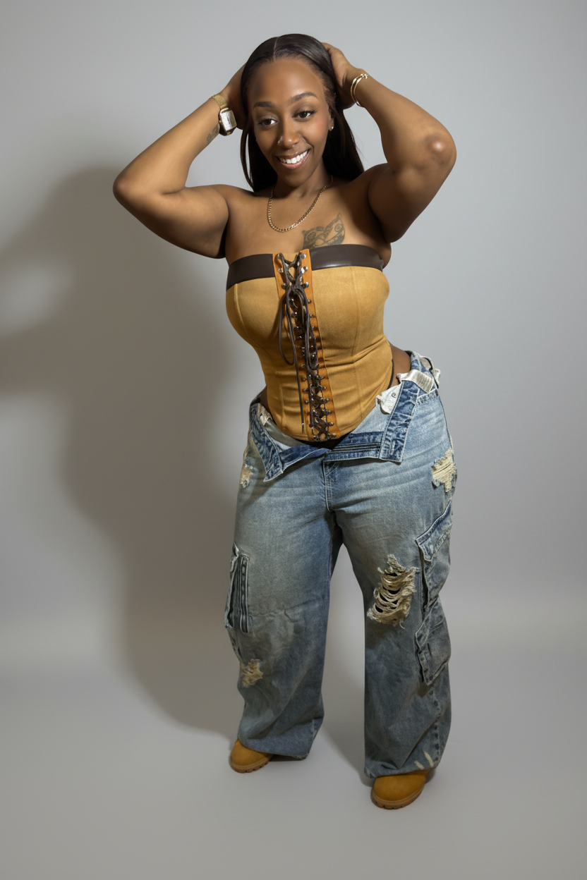 Suede Corset Tube Top