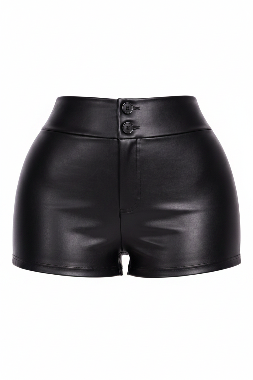Curve Control Faux Leather Shorts