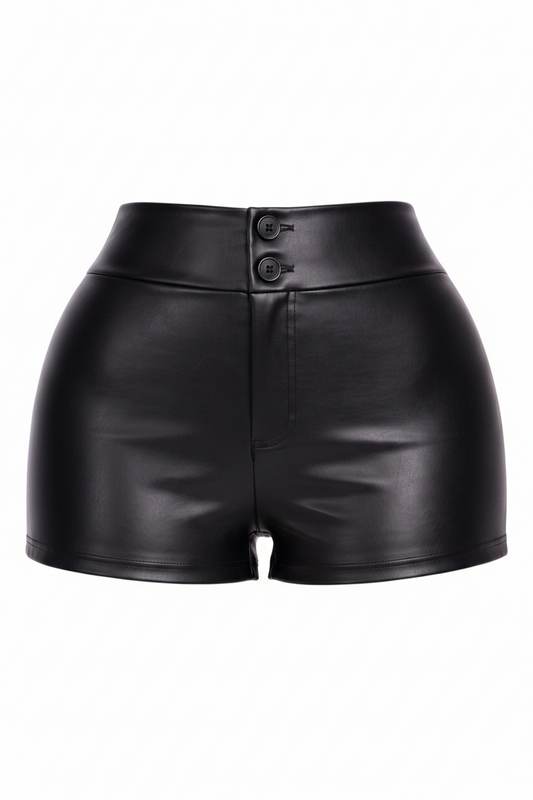 Curve Control Faux Leather Shorts